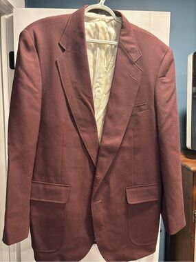 Men's Burgundy/Maroon Blazer - Classic Single-Breast Jacket